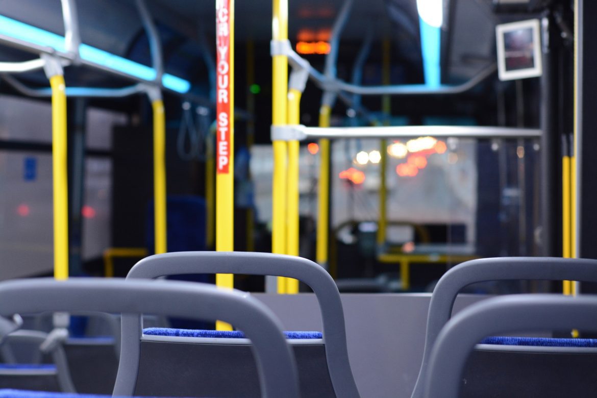 Empty seats on a bus