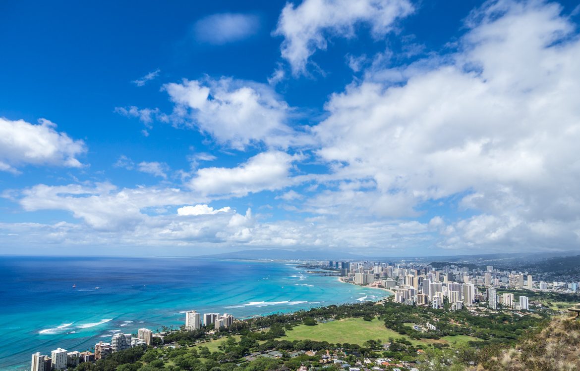 A view overlooking the coast from the Diamond Head Hike in Hawaii