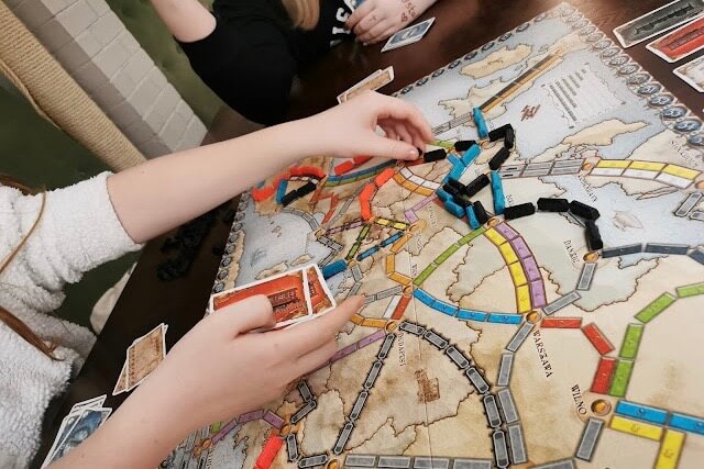 A train track board game