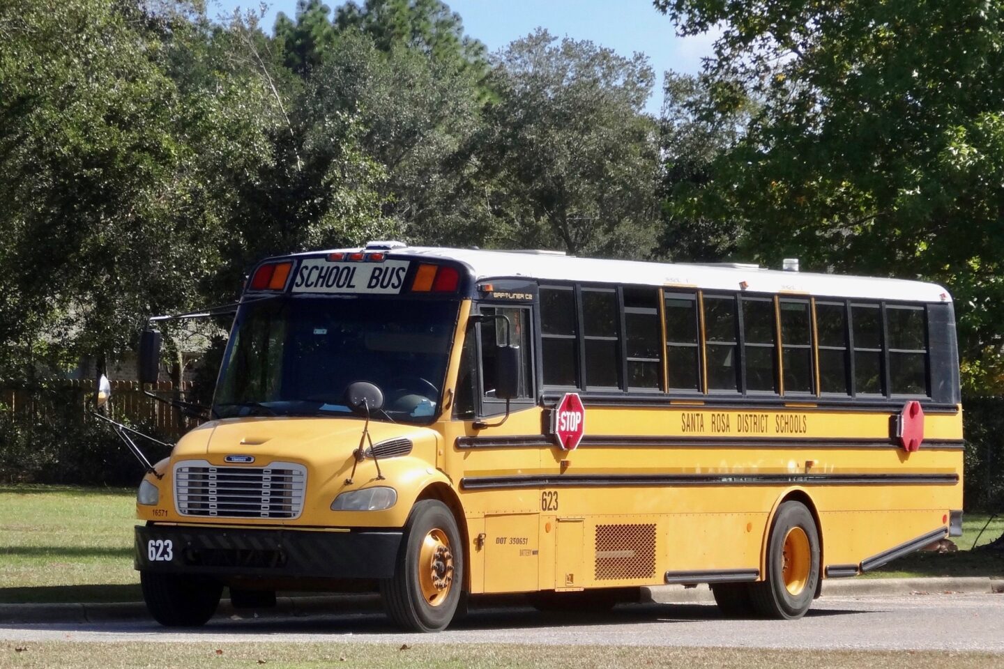 A large yellow school bus