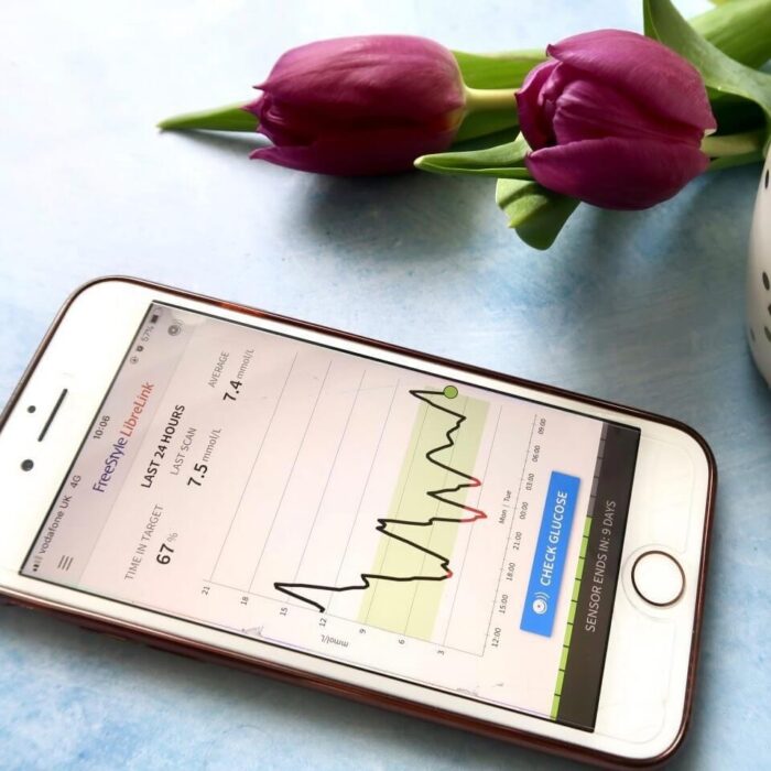 A phone with a freestyle libre blood sugar graph