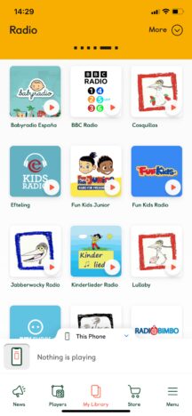 A screenshot of the Yoto app on the radio page