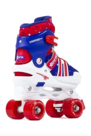 Red white and blue kids roller skate