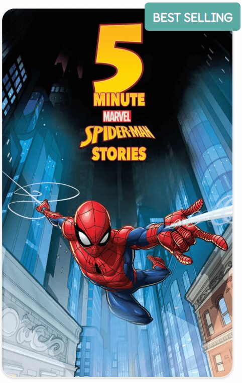 A cartoon of spiderman swinging through the city